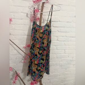 Tropical Tiger Print Slip Dress - Black Multi